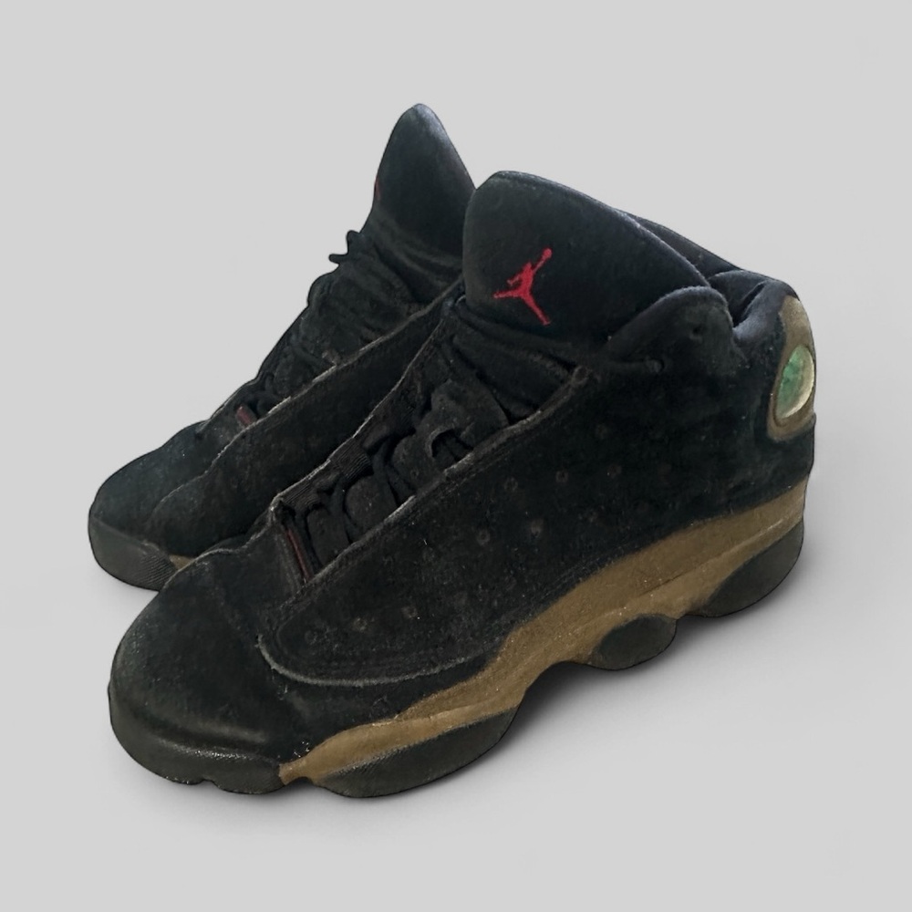 Nike Air Jordan Retro 13 Black Olive Suede Shoes Sneakers Youth Boy 6Y - Picture 2 of 6